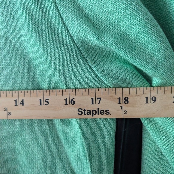 VTG 1980's Laura by Alyzia Green Blue Trim Button Front Cardigan Sweater Sz 8 - Picture 5 of 5